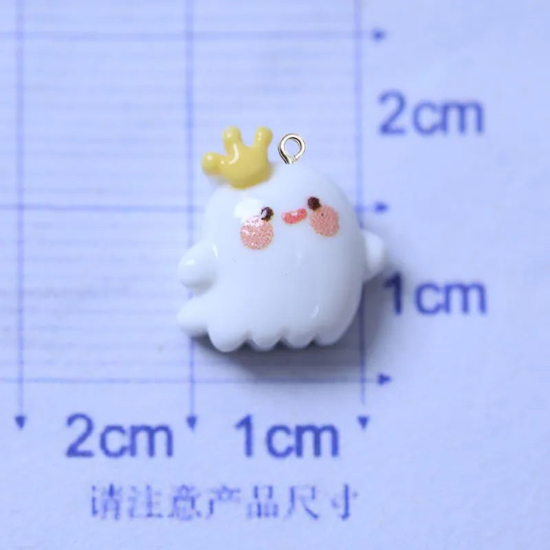 10Pcs Cute Halloween Ghost Series Resin Charms