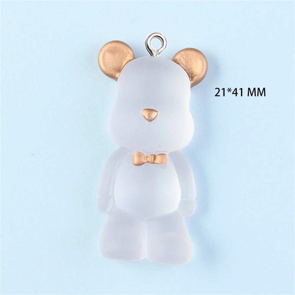 10Pcs Big Transparent 3D Bear Resin Charms