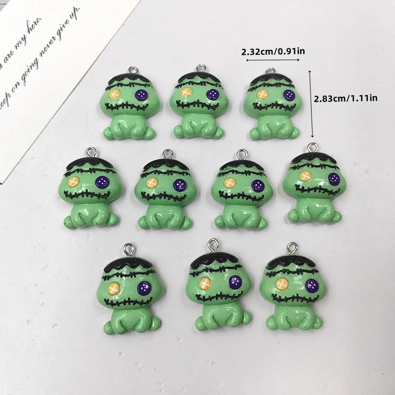 10pcs Festival Halloween Green Monster Charms