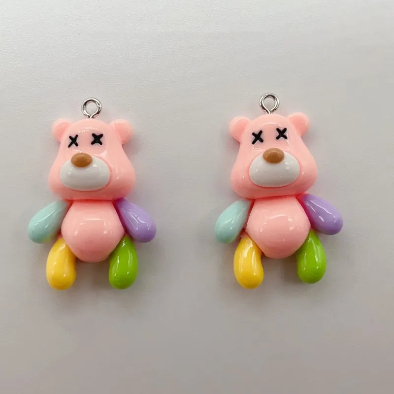 10pcs resin color bear charm cute