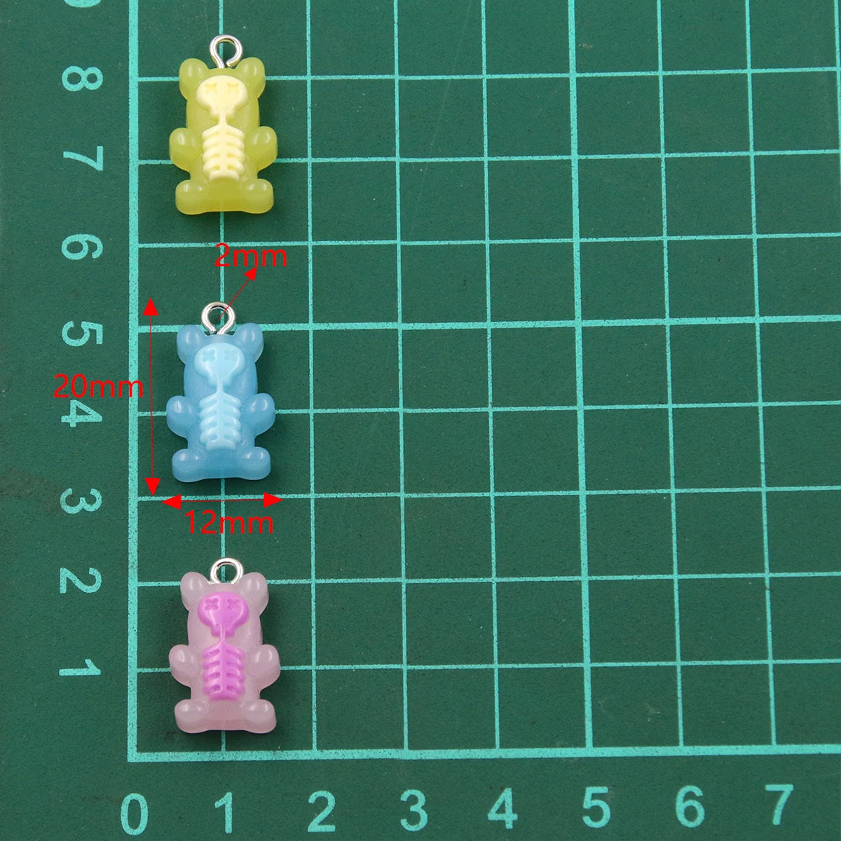 10Pcs 12x20MM 6 Color Skull Bear Charms