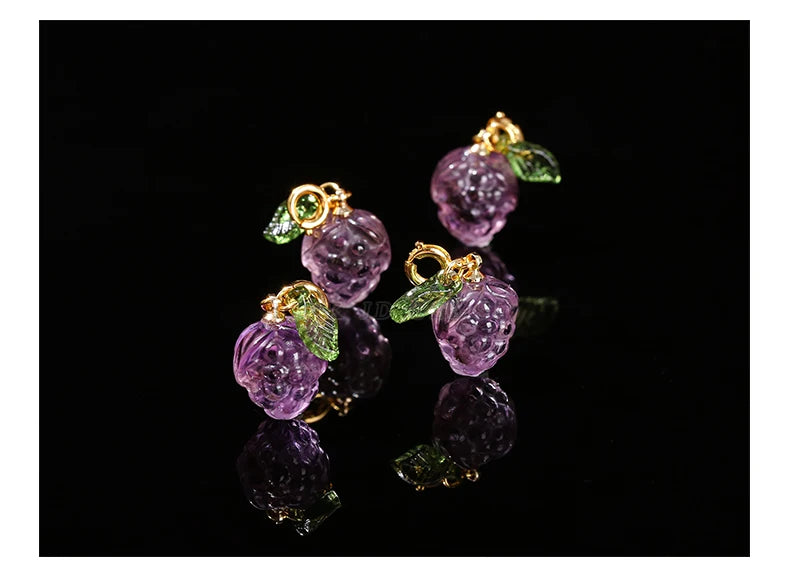 1 Pc Natural Amethyst Carved Grape Shape