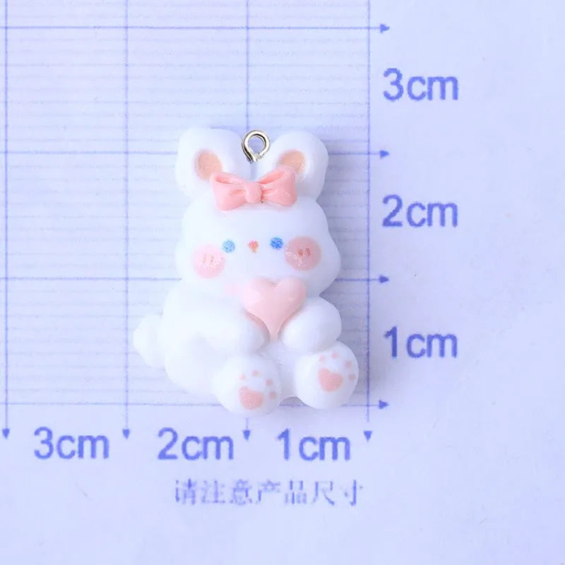 10Pcs Cute Bear Rabbit Dog Resin Charms