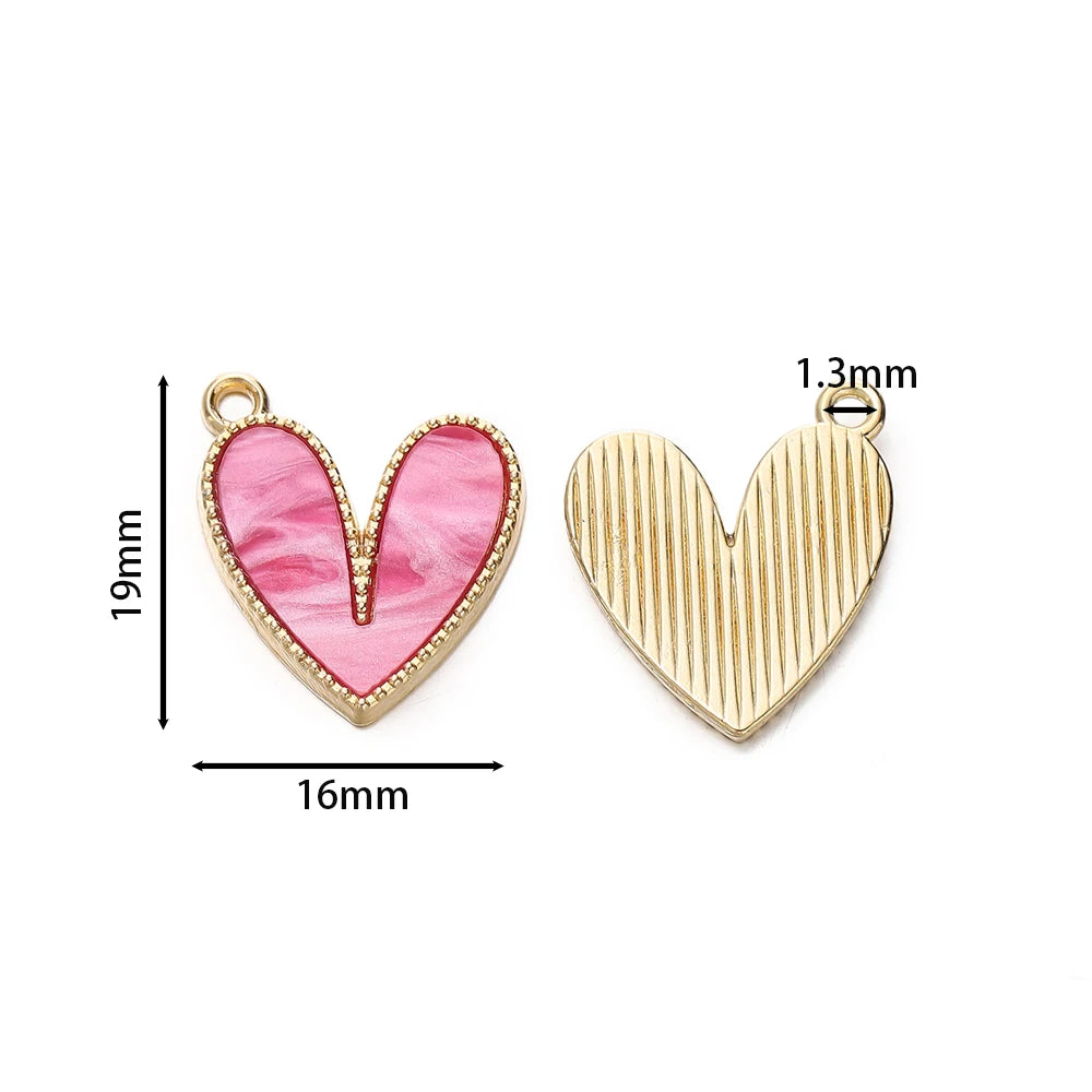 10pcs/lot Alloy Heart-shaped Imition Shell Alloy Pendants Necklace Small Charm For DIY Jewelry Making Crafts Supplies Findings