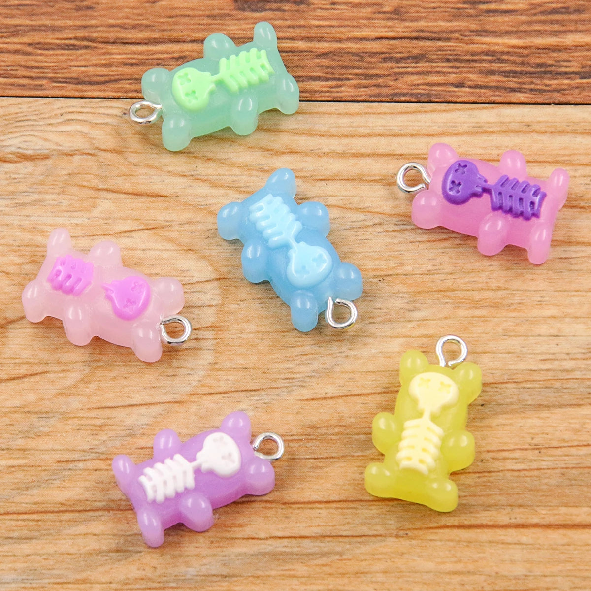 10Pcs 12x20MM 6 Color Skull Bear Charms