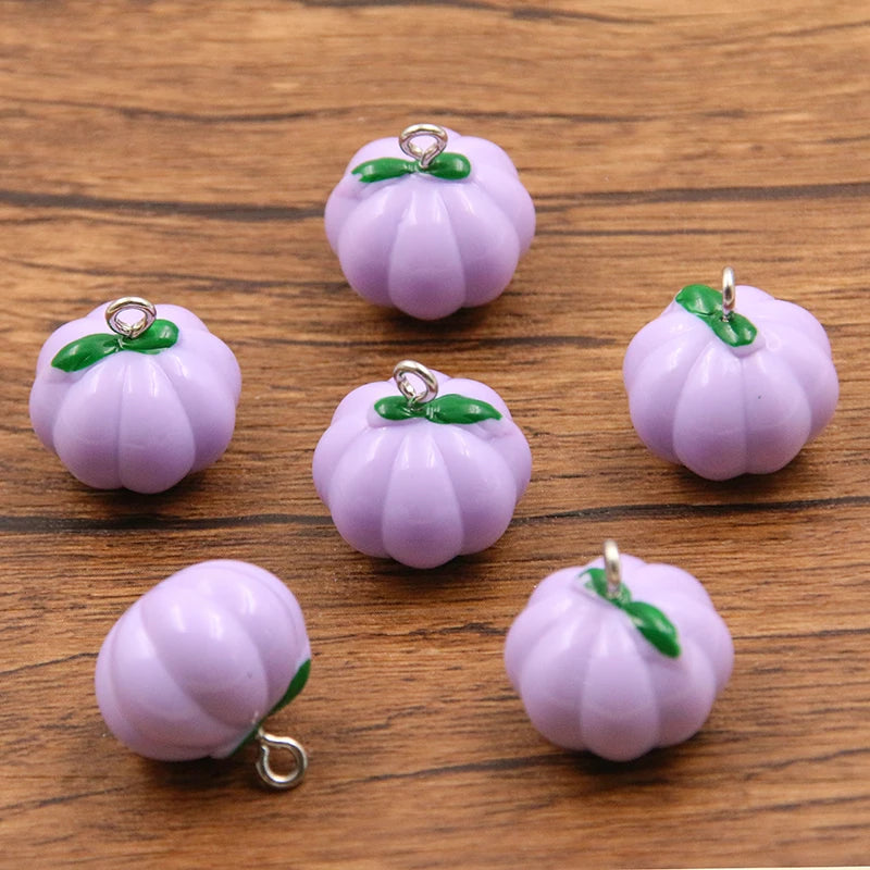 10Pcs 17X17MM Cute 7 Color Halloween Pumpkin Charms