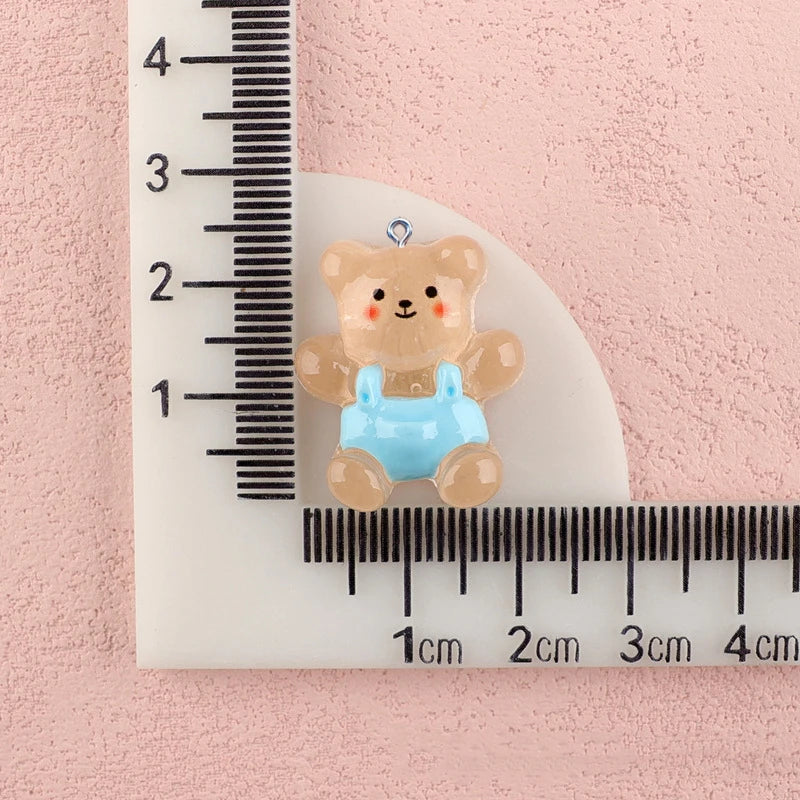 10Pcs Cute Flatback Love Heart Candy Bear Resin