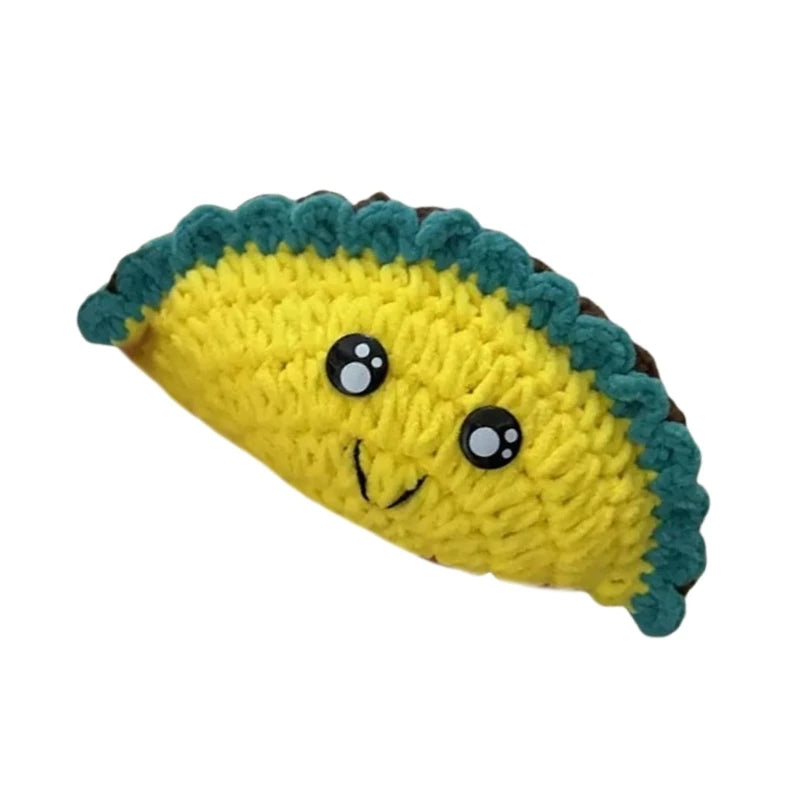 Crochet Tacos Dolls Cartoon Handmade Plush Knitted Toy with Encouragement Card Inspirational Gift Home Decors 203C