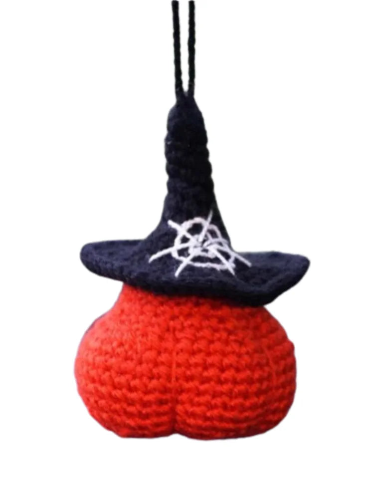 Handmade Car Hanging Ornament for Children, Thanksgiving Car Accessories, Bat Crochet, Pumpkin Hat, Gift, Pendant Decor