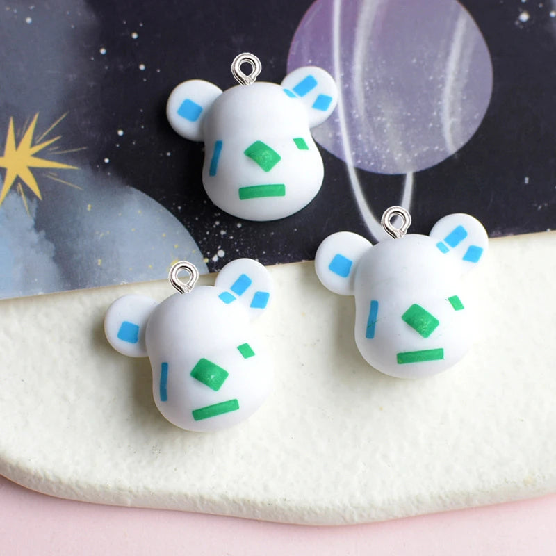 10Pcs Fashion Bear Head Resin Pendant