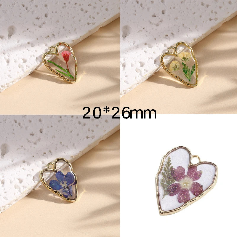 10Pcs Love Flowers Charms Alloy Plant Pendant For jewelry Making Diy Bracelet Necklace Earrings Handmade Accessories Supplies