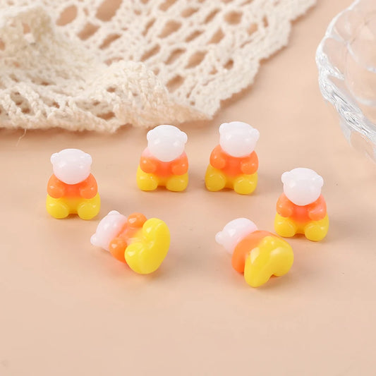 10Pcs Halloween 3D Candy Corn Bear Charms Resin Pendant For Keychain Necklace  Jewelry Diy Making