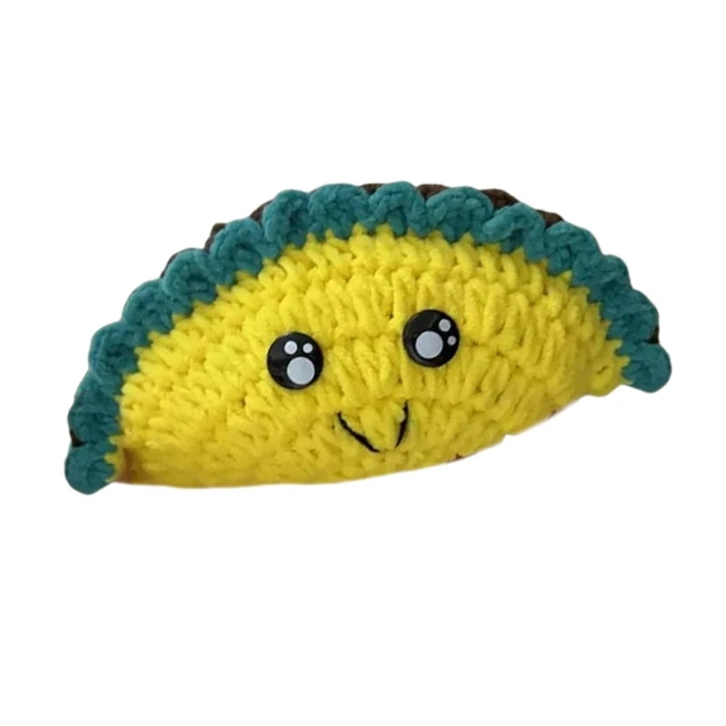 Crochet Tacos Dolls Cartoon Handmade Plush Knitted Toy with Encouragement Card Inspirational Gift Home Decors 203C