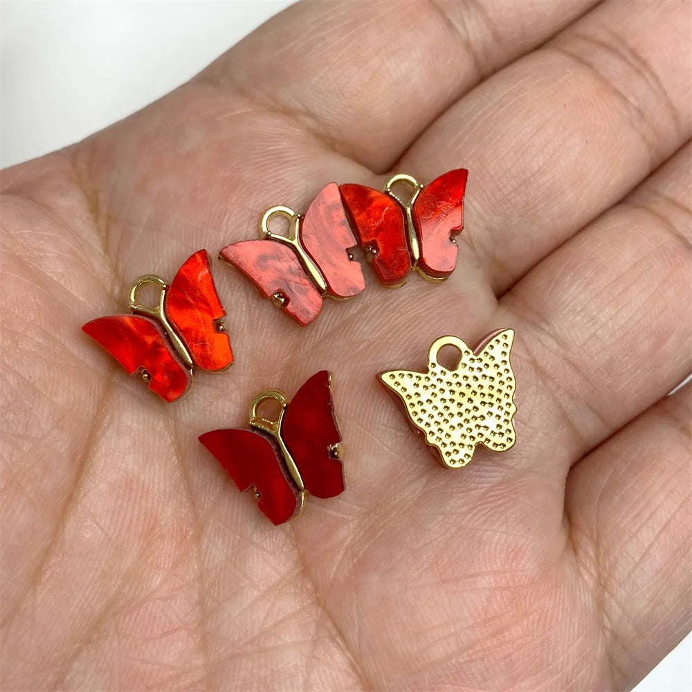 10Pcs/Lot Cute Shell Butterfly Charms Colorful Bohemia Butterfly Pendant For Jewelry Making DIY Necklace Accessories 11x14mm