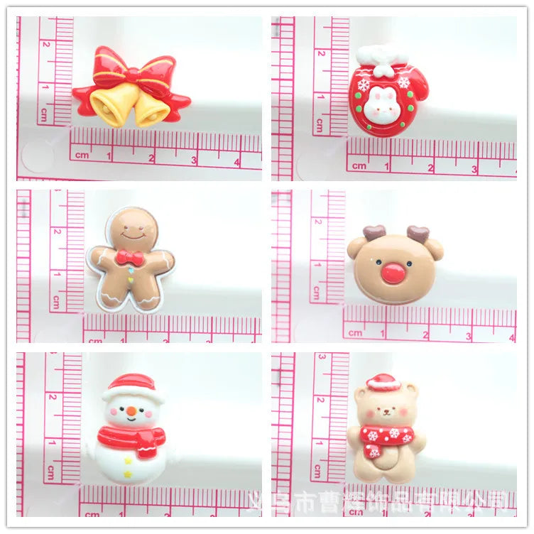 10pcs Bright Chubby Resin Christmas Charms