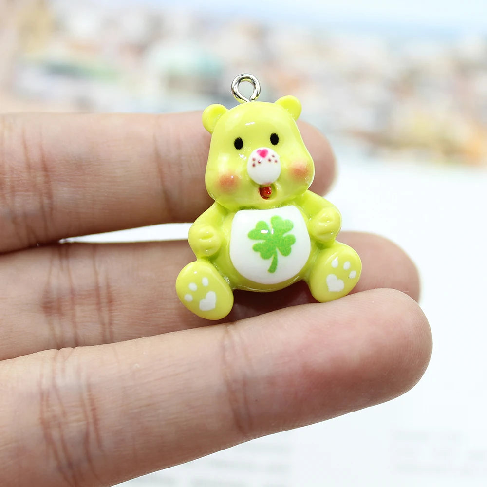 10Pcs/Lot Resin 3D Cartoon Luminous Kawaii Little Bear Charm Pendant For Earring Keychain Diy Crafts Jewelry Making Accessories