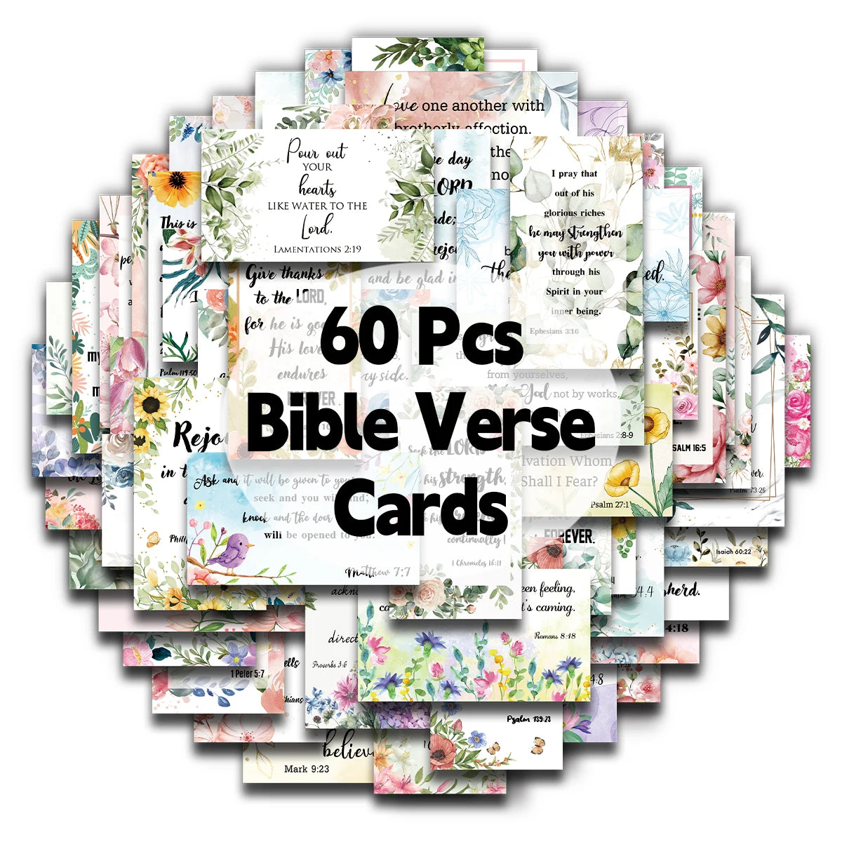 60pcs/pack Floral Bible Verse Cards Prayer Cards for Women Mini Scripture Cards Inspirational Quote Cards Christian Gifts