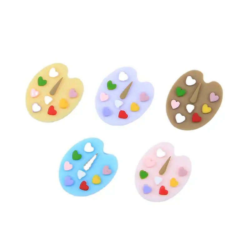 10Pcs Glitter Powder Hearts Flatback Resin Cabochons