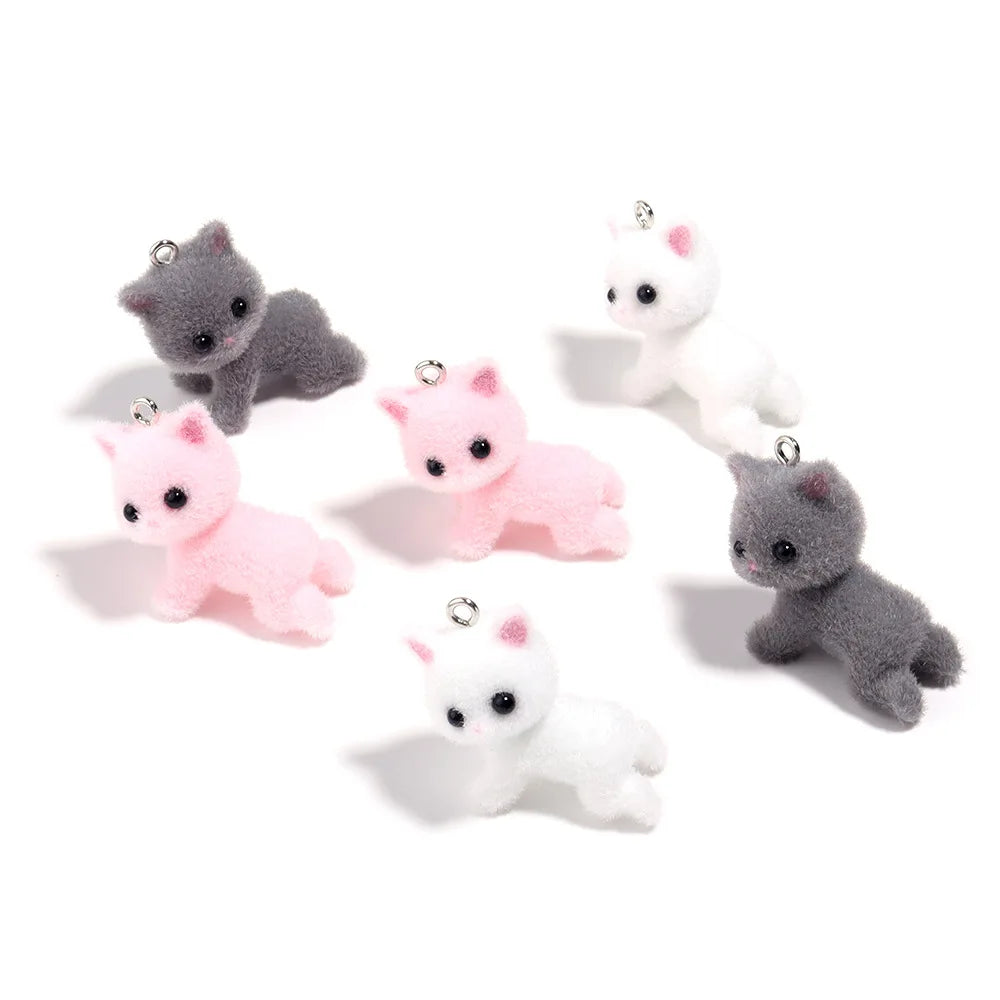 30Pcs3D Cute lying Cat Charms Resin Cat Pendant For Diy Bracelet Necklace Earrings keychain Handmade Accessories Supplies