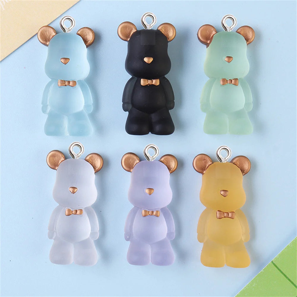 10Pcs Big Transparent 3D Bear Resin Charms