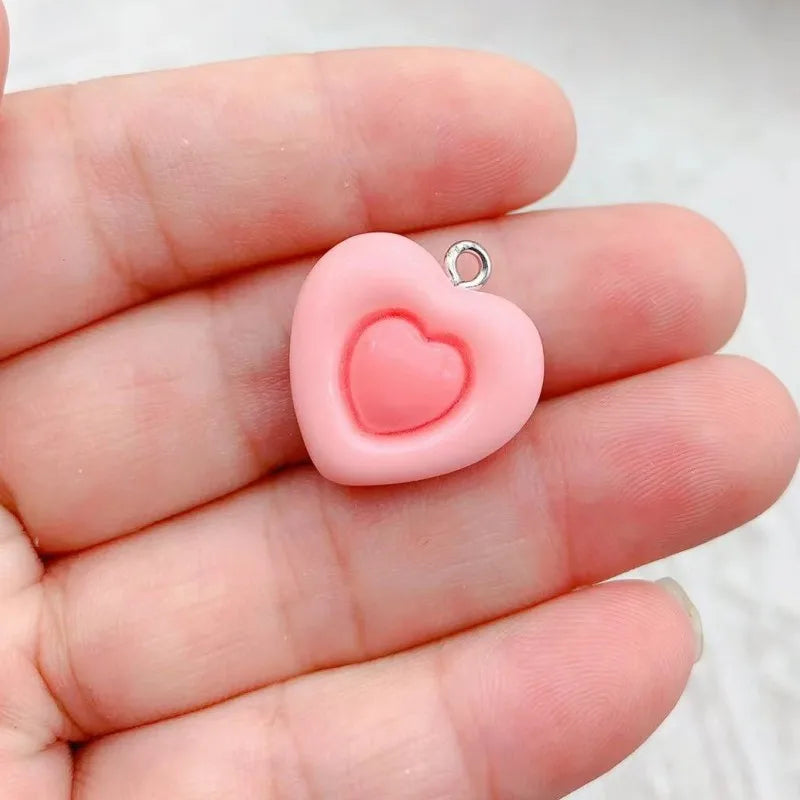 10pcs Resin Multilayer Love Macaron  Charms Sweet Cute Pendant For Earring Keychain Diy Jewelry Make Accessory