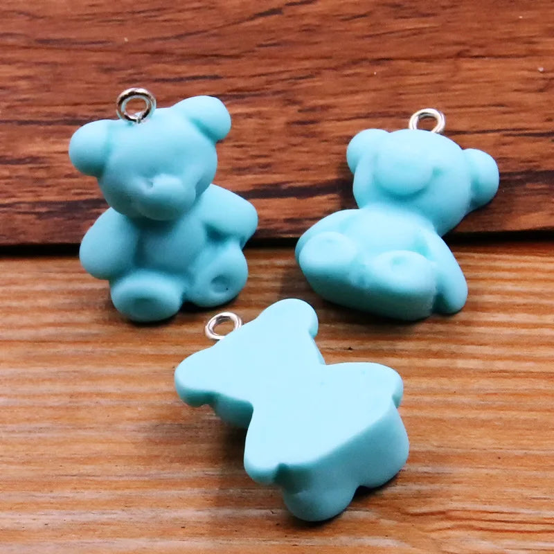 10Pcs 18X24MM Cute 6 Color Bear Resin Earring Charms