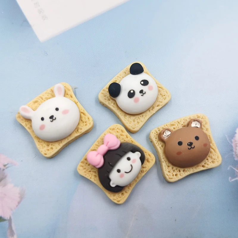 10pcs Animal Rabbit Panda Bear Toast Bread Pendant