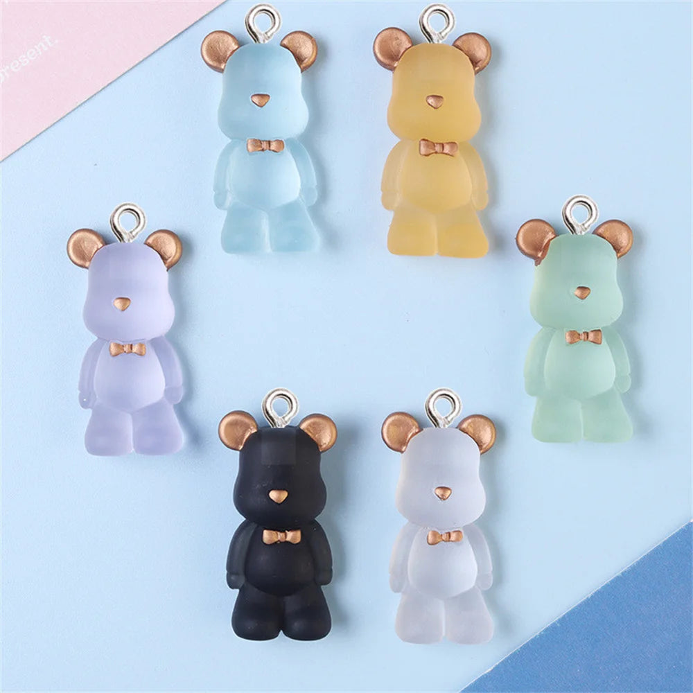 10Pcs Big Transparent 3D Bear Resin Charms