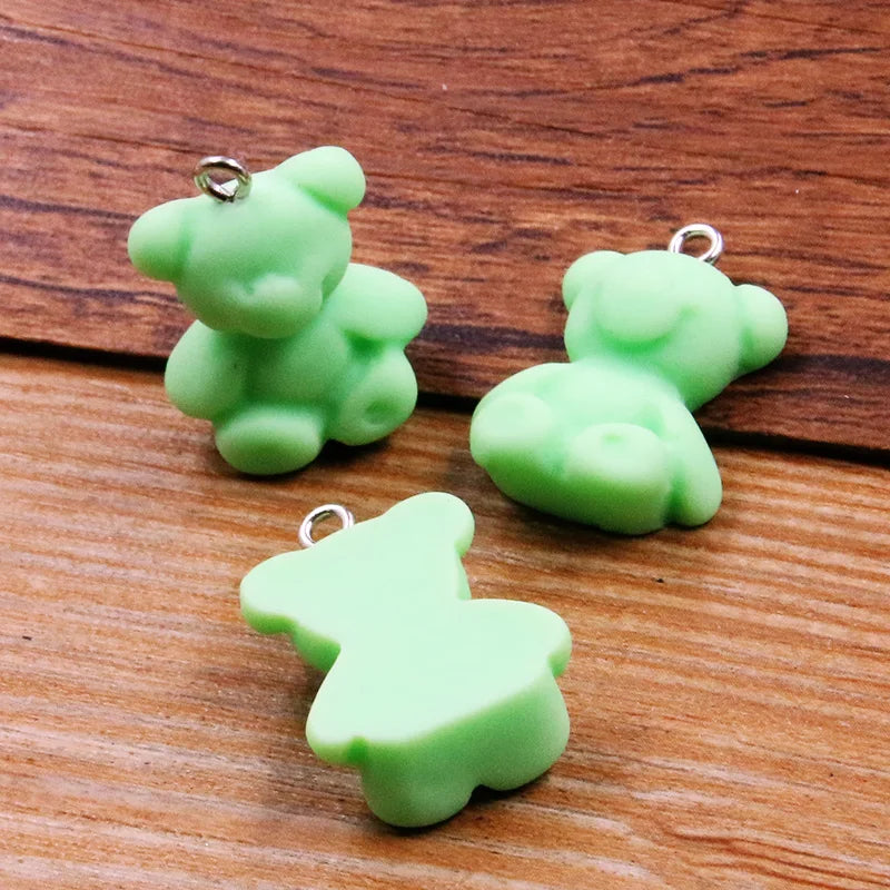 10Pcs 18X24MM Cute 6 Color Bear Resin Earring Charms