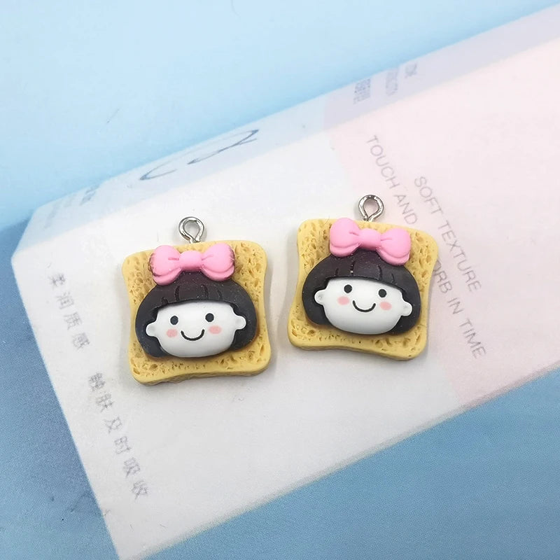 10pcs Animal Rabbit Panda Bear Toast Bread Pendant