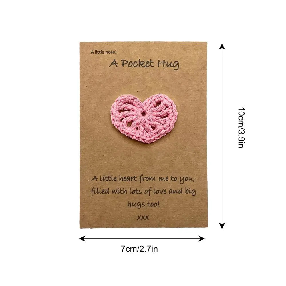 Pocket Hug Heart Crochet Keepsake Love Notes Handcrafted Cute Thoughtful Ocket Hug Heart With Card For Mother's Day End Of The