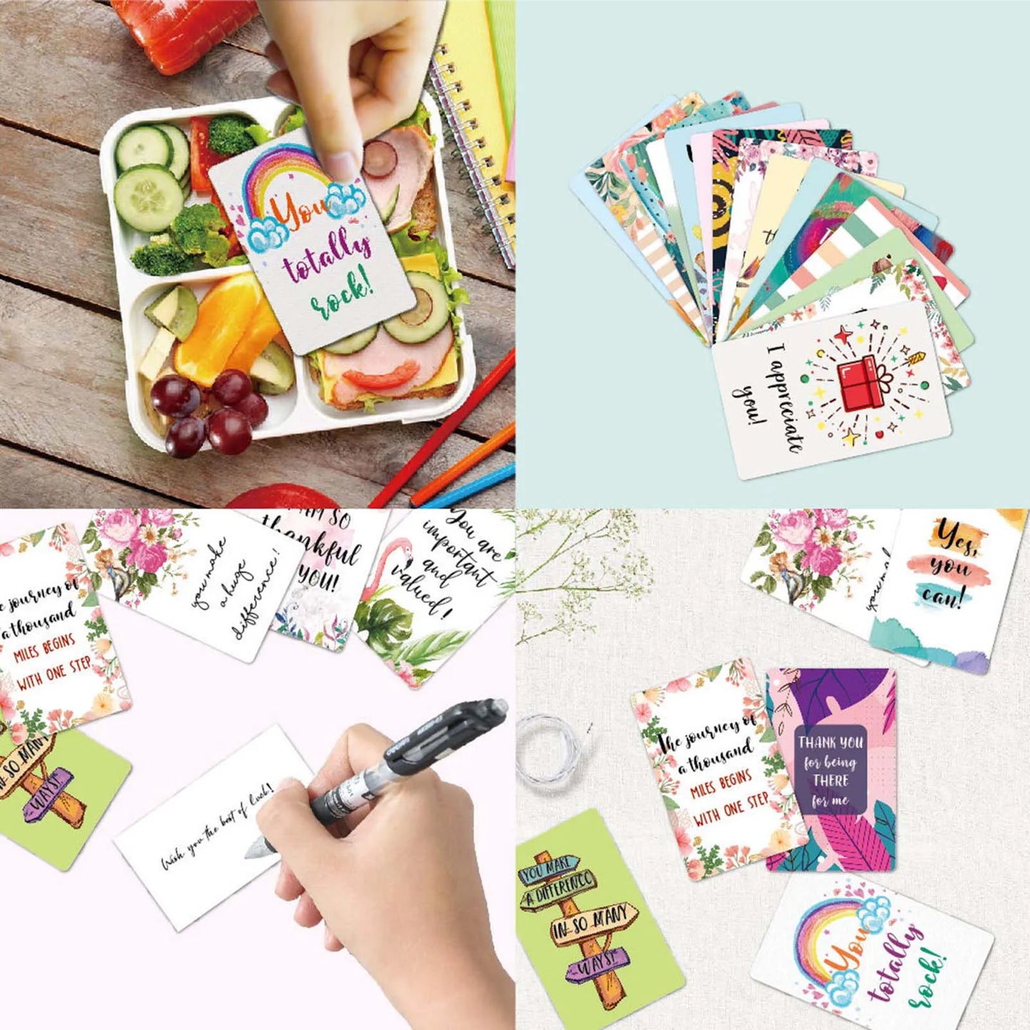 72pcs Unique Motivational Cards Thankful Mini Quote Cards Suitable for Family Friends DIN889