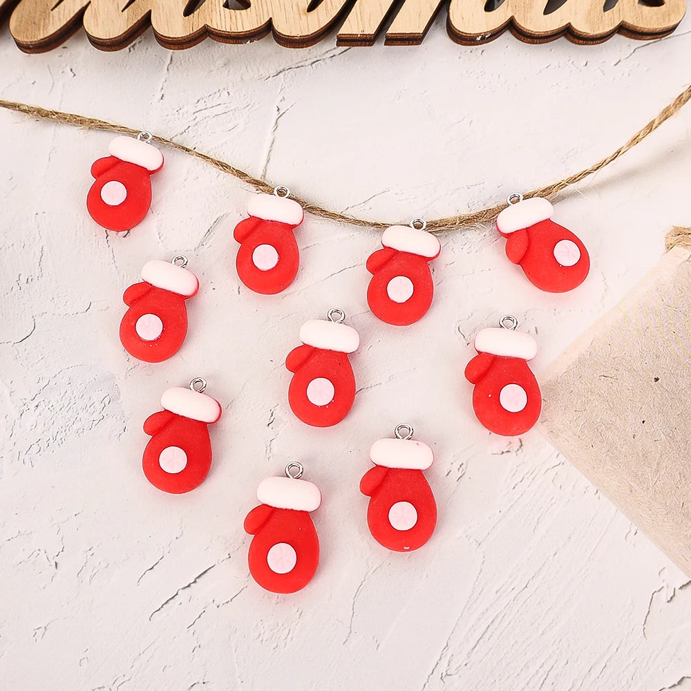 10pcs Cute Christmas Earring Resin Charms