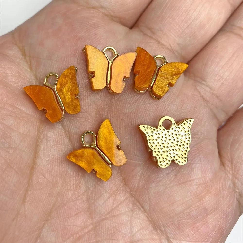 10Pcs/Lot Cute Shell Butterfly Charms Colorful Bohemia Butterfly Pendant For Jewelry Making DIY Necklace Accessories 11x14mm