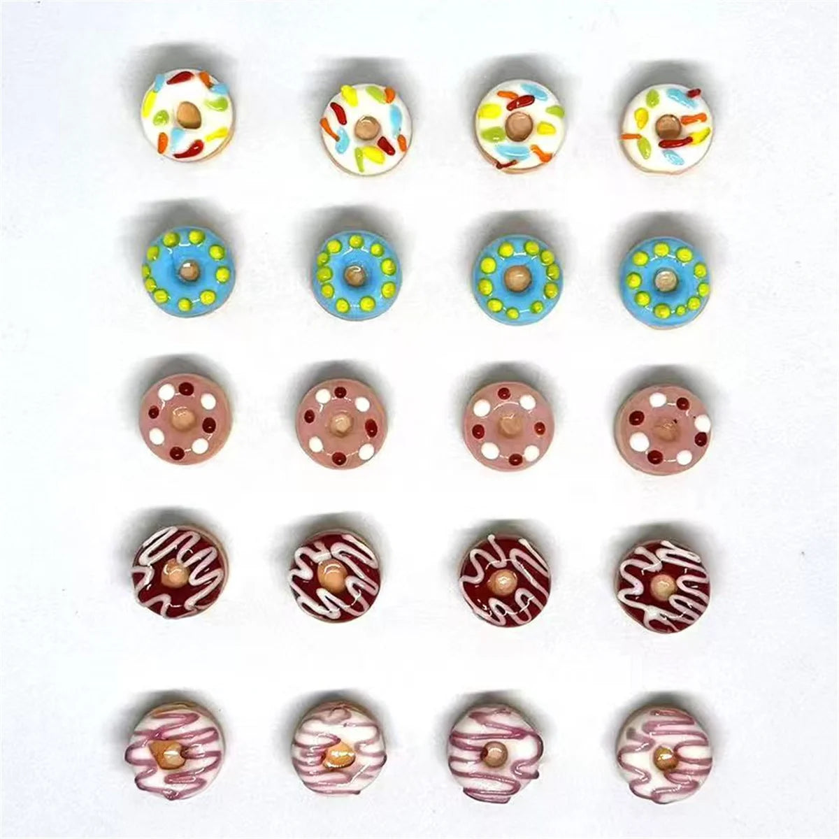 5pcs Donut Glass Beads Crafts Creative Spacer Beads for Bracelet Making DIY Handmade Jewelry Charm Pendant Earrings Bracelet