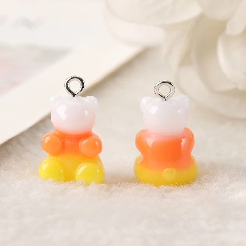 10Pcs Halloween 3D Candy Corn Bear Charms Resin Pendant For Keychain Necklace  Jewelry Diy Making