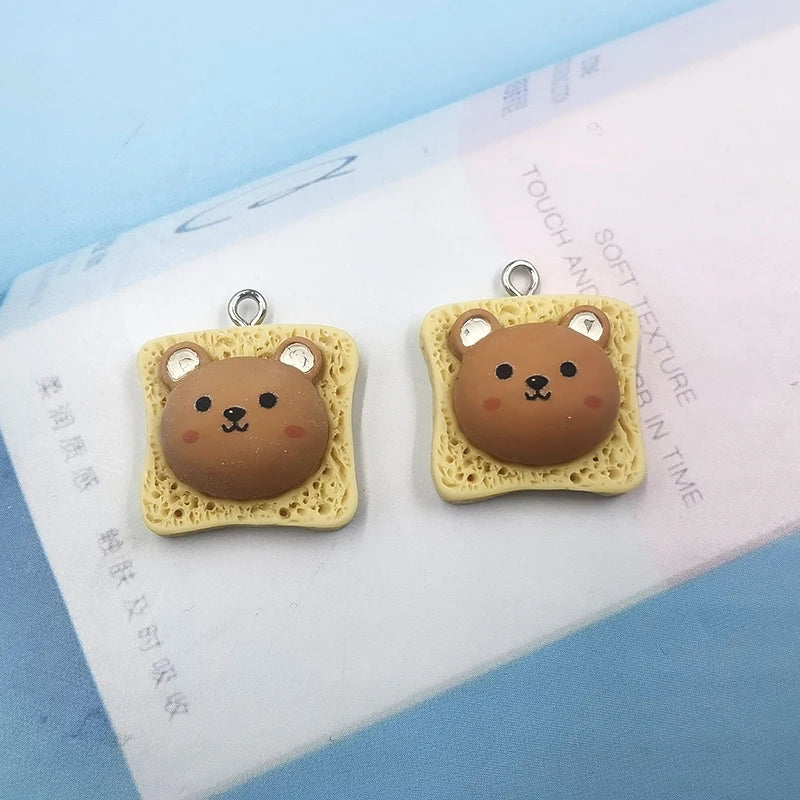 10pcs Animal Rabbit Panda Bear Toast Bread Pendant