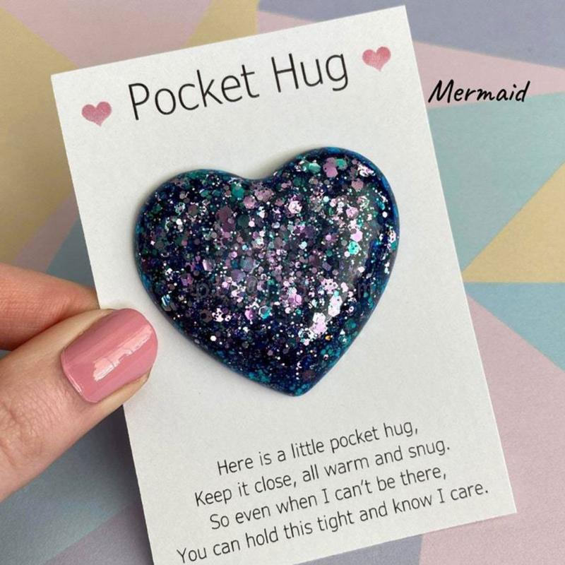 Pocket Hug Heart with Greeting Cards, Mini Heart Pocket Hug Decoration, Carry Heartwarming Message to Hug Whoever