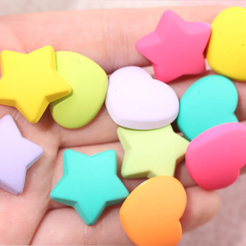 10Pcs Glitter Powder Hearts Flatback Resin Cabochons