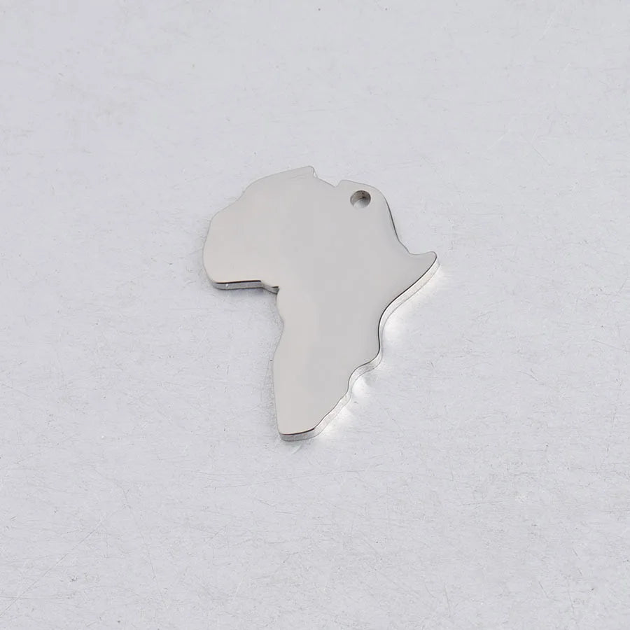 10pcs 4 Color Stainless Steel Hollow Africa Map Pendant Charms