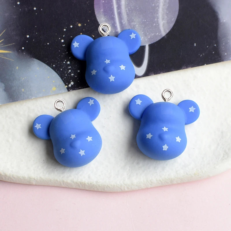 10Pcs Fashion Bear Head Resin Pendant