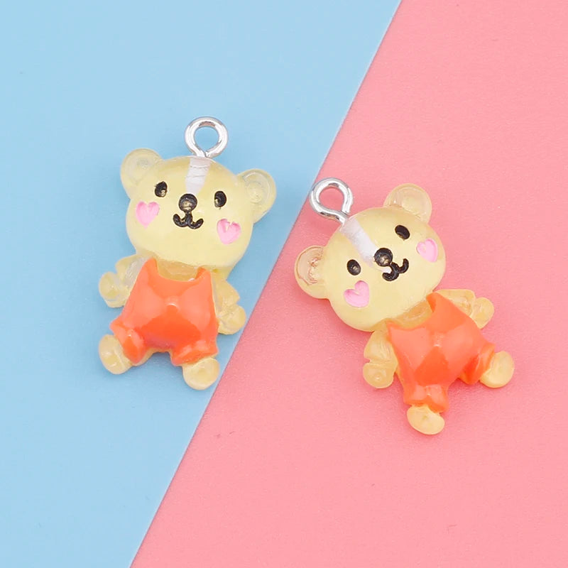 10pcs 15mm Cute Kawaii Bear Resin Charms