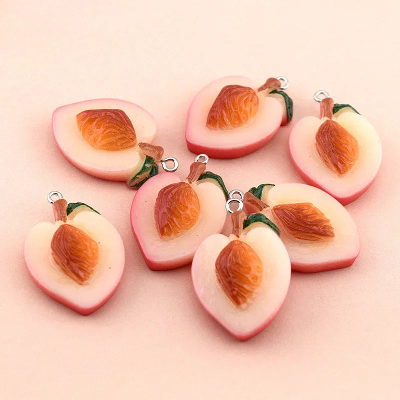 10Pcs Fashion Cute Peach Fruit Charms