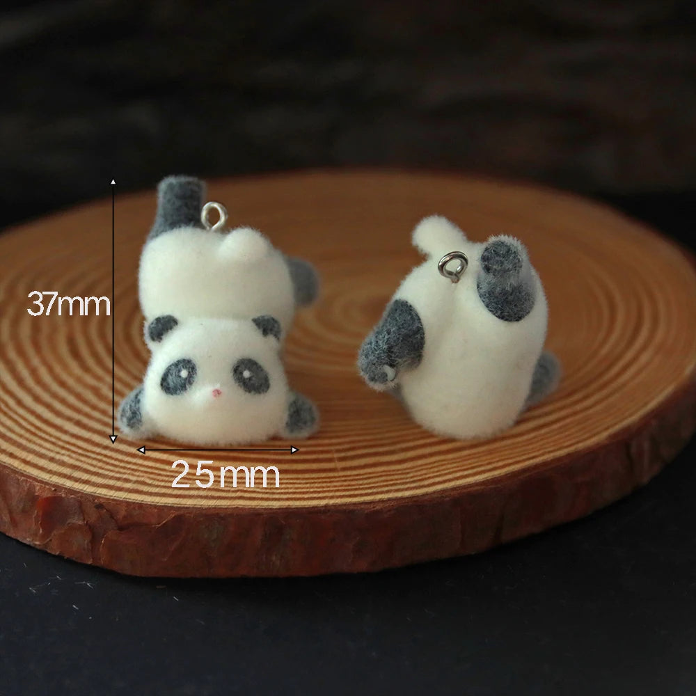 2Pcs 3D Kawaii Panda Charms Cartoon Panda Resin Pendant Earrings Keychains Backpack Accessories for DIY Crafts Jewelry Make