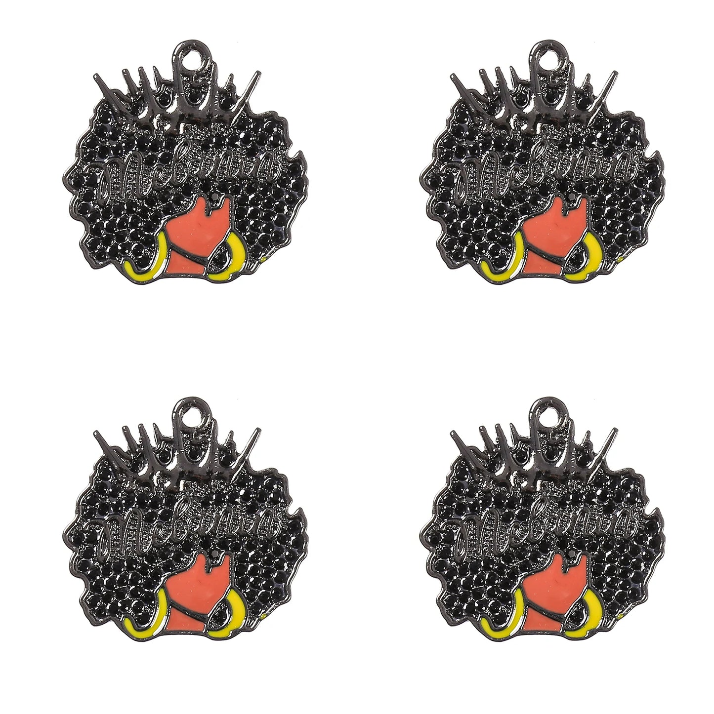 10pcs Micro Pave Afro Black Girl Charms for Bracelet Necklace Making Bling Rhinestone Melanin Jewelry Wholesale BGR198-BGR200