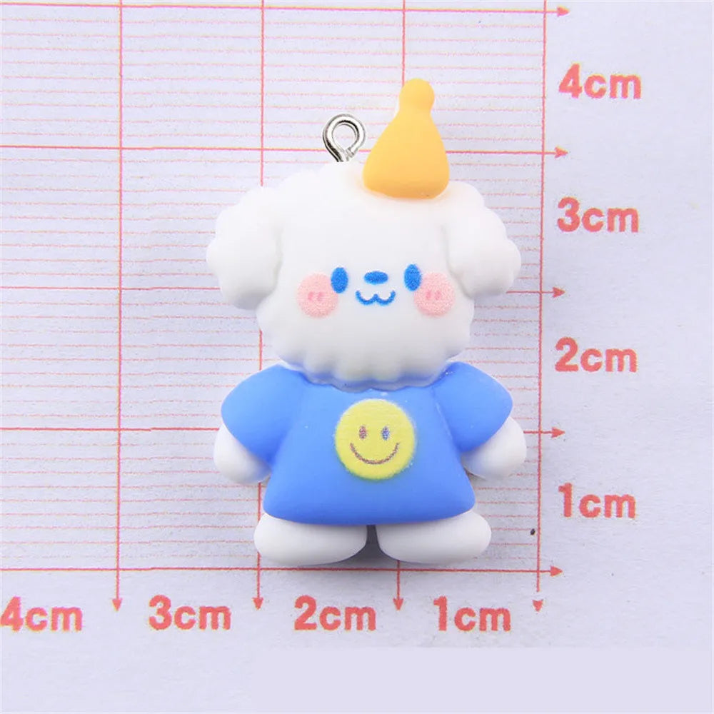 10Pcs Cartoon Animal Resin Charms