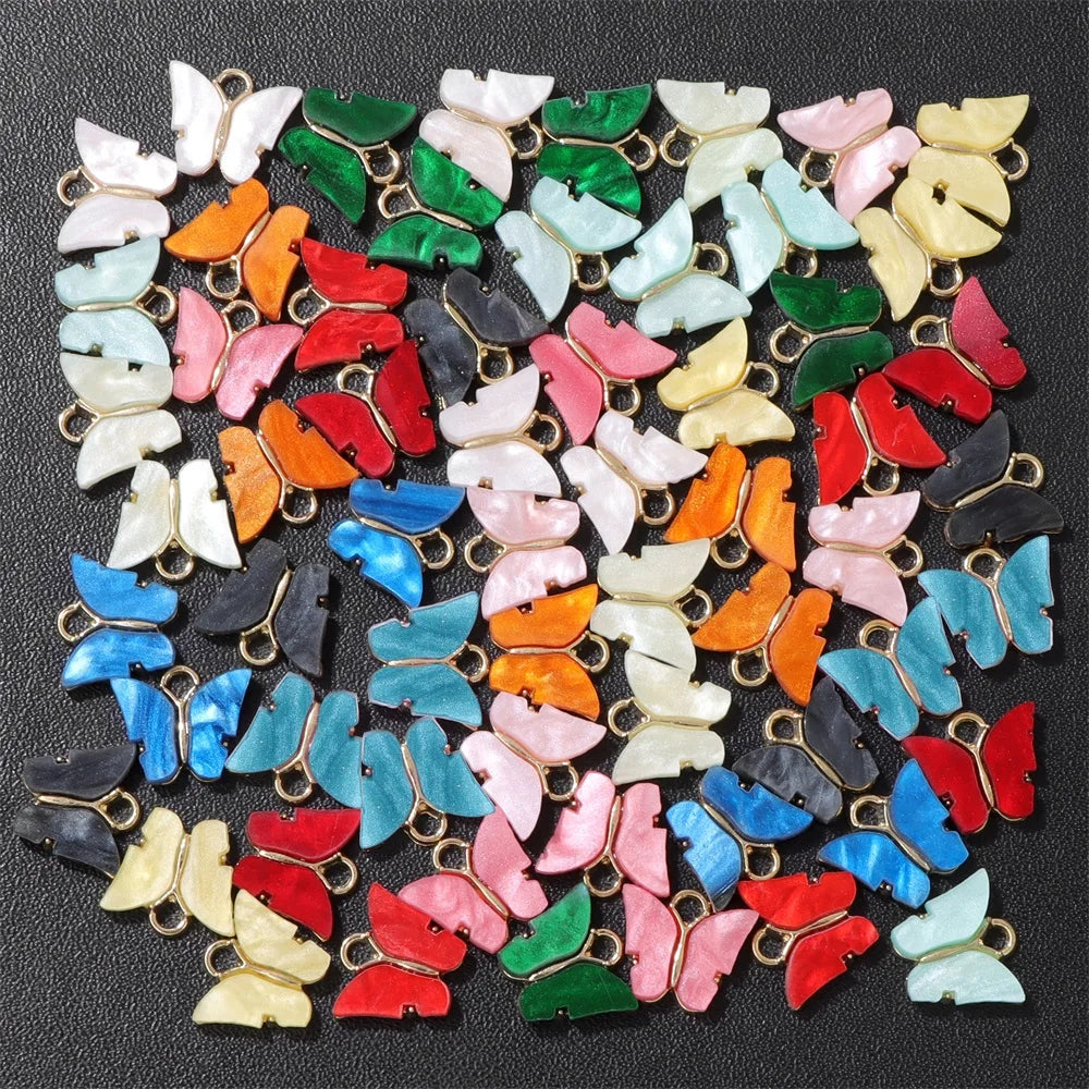 10Pcs/Lot Cute Shell Butterfly Charms Colorful Bohemia Butterfly Pendant For Jewelry Making DIY Necklace Accessories 11x14mm