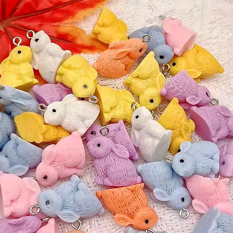 10Pcs 21*22mm 6 Color Rabbit Animal Charms