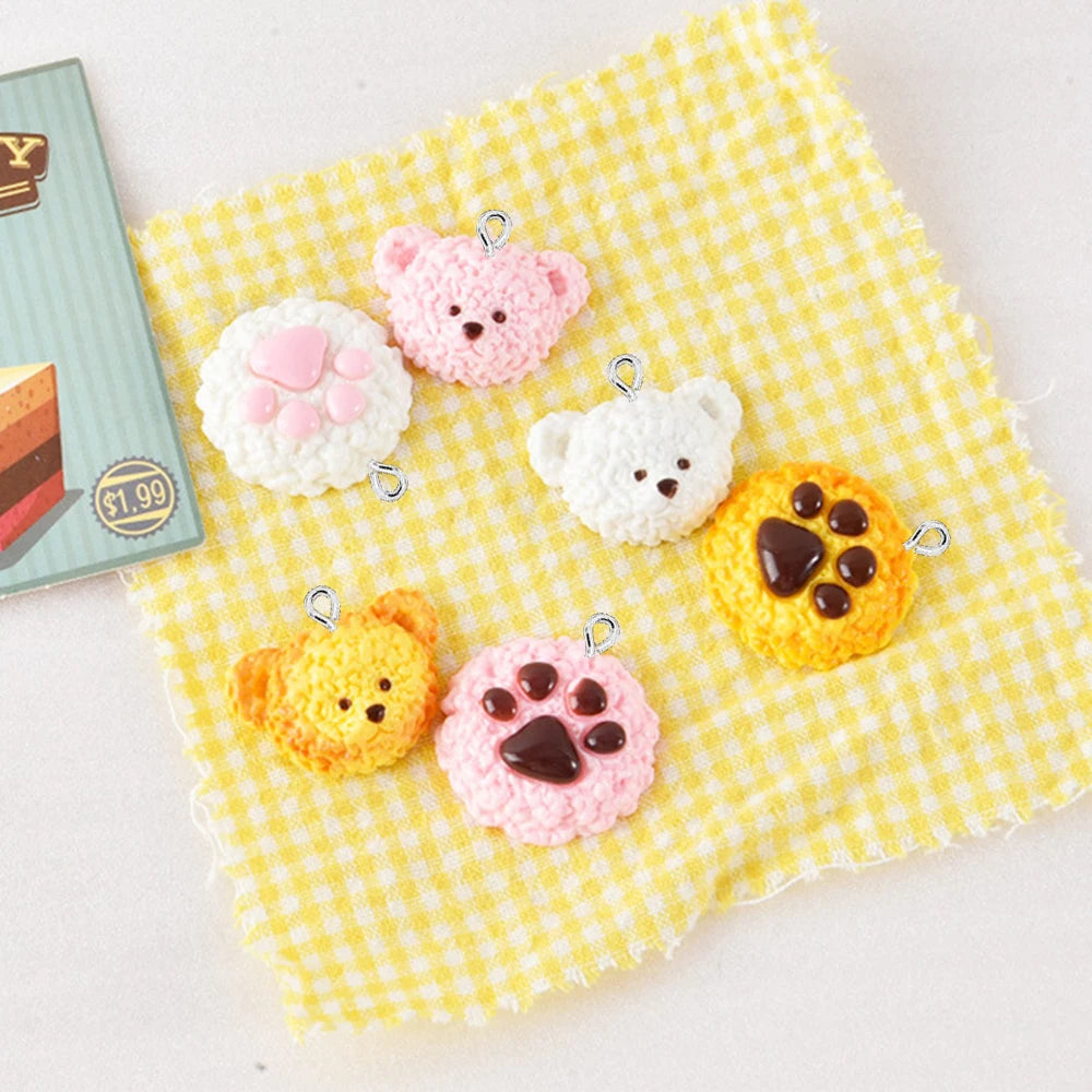 10PCS Cookie Bear Series Flat Back Charms