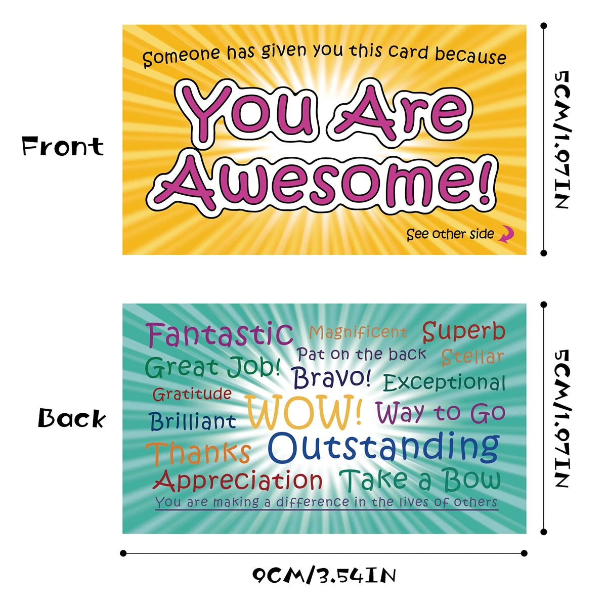 50pcs You Are Awesome Cards Positive Postcards Affirmations Kindness Employee Appreciation Card for Kids and Adults Teachers